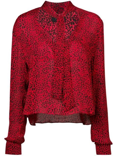 Amiri Tie Neck Leopard Print Blouse - Red