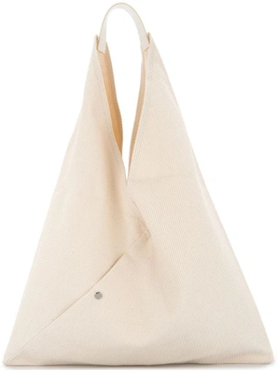Cabas Triangle Shaped Tote In White