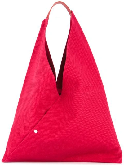 Cabas Triangle Shaped Tote In Red