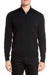 John Smedley 'tapton' Quarter Zip Merino Wool Sweater In Black