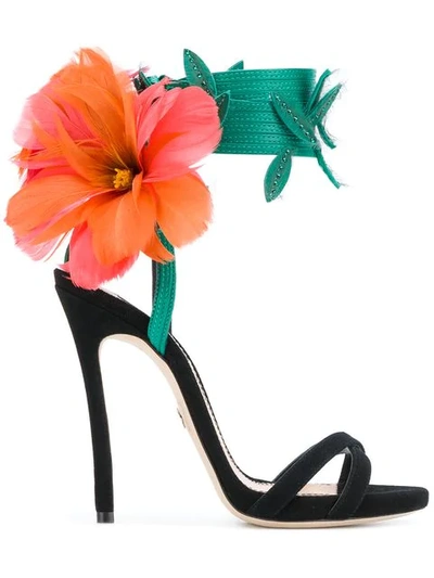 Dsquared2 Feather Floral Sandals In Multicolor