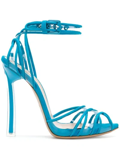 Casadei Peep Toe Sandals In Blue