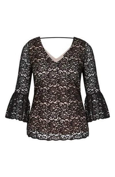 City Chic Mystic Lace Top In Black