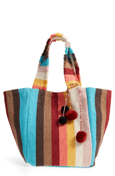 Muche Et Muchette Etienne Stripe Cotton Tote - Coral In Multi