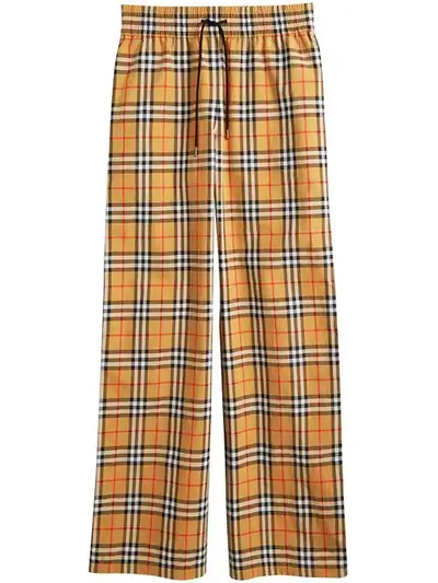 Burberry Hose Mit Vintage Check-muster Und Zugbandverschluss In Yellow