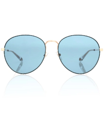 Givenchy 60mm Round Metal Sunglasses - Gold/ Green In Blue