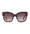 Tom Ford Women's Beatrix Mirrored Square Sunglasses, 52mm In Tortoise/burg Gradient