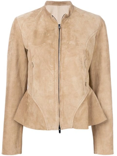 Drome Collarless Jacket In Nude & Neutrals
