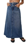 Free People Come As You Are Denim Maxi Skirt In Dark Indigo