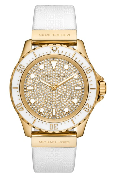 Michael Kors Women's Everest Goldtone, Cubic Zirconia & Silicone Three-hand Watch In Yellow Gold