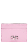 Ferragamo Salvatore  Gancini Leather Card Case In Bubble Gum