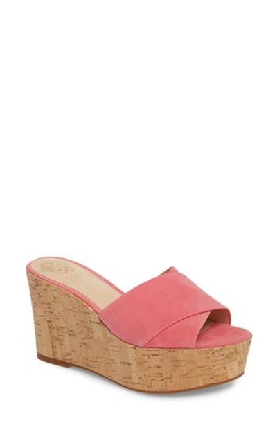 Vince Camuto Kessina Platform Wedge Mule In Soft Pink Suede