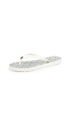 Tory Burch Women's Thin Flip-flops In Perfect Ivory/octagon Square