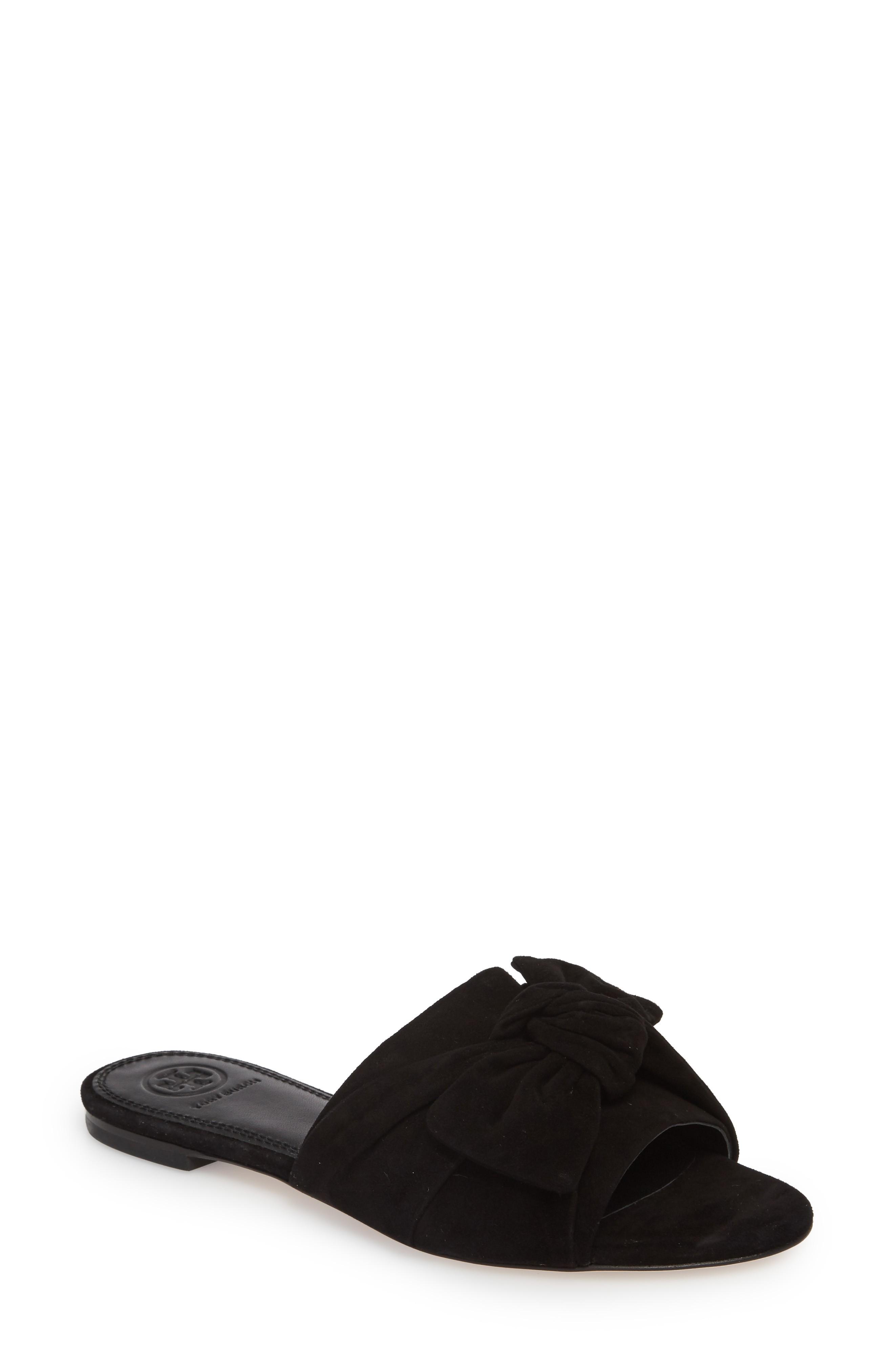 Tory Burch Annabelle Bow Slide Sandal In Perfect Black | ModeSens