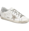 Golden Goose Distressed Leather Low-top Sneakers, White/silver In White/ Silver