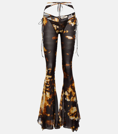 Knwls Printed Low-rise Flared Pants In Starlight