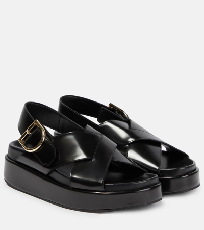 Dries Van Noten Leather Flat Sandals In Black