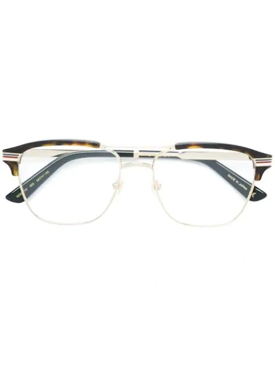 Gucci Tortoiseshell Square Frame Sunglasses In Multicolour