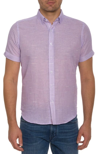 Robert Graham Sloan Short Sleeve Button Down Shirt In Lavender