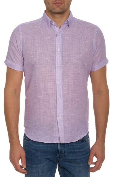 Robert Graham Sloan Short Sleeve Button Down Shirt In Lilac