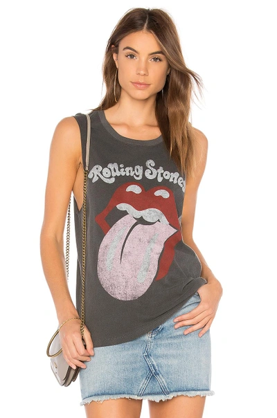 Daydreamer Stones Pop Tongue Tank In Charcoal