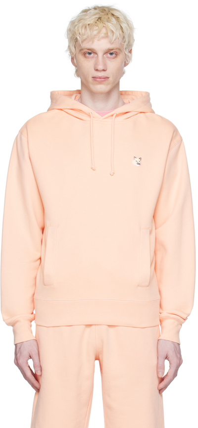 Maison Kitsuné Orange Fox Head Patch Hoodie In Pink