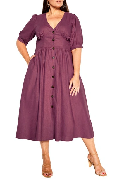 City Chic Plus Size Sunset Stroll Dress In Roseberry