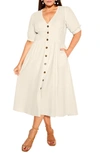 City Chic Plus Size Sunset Stroll Dress In Ivory