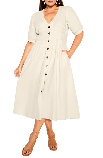 City Chic Plus Size Sunset Stroll Dress In Buff