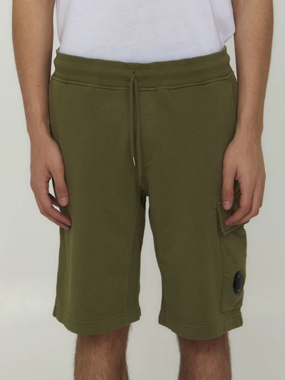 C.p. Company Cotton Fleece Bermuda Shorts In Metallic