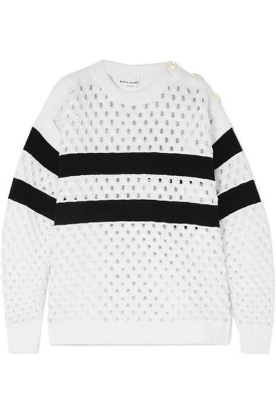 Sonia Rykiel Striped Open-knit Sweater In White