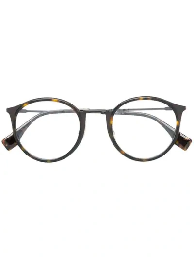 Fendi Round Frame Glasses In Brown