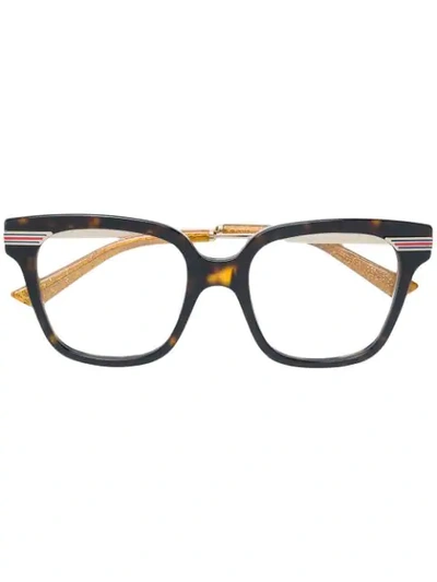 Gucci Tortoiseshell Square Frame Glasses In Brown