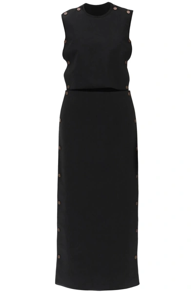 Y/project Dual Material Maxi Dress With Snap Panels In Black