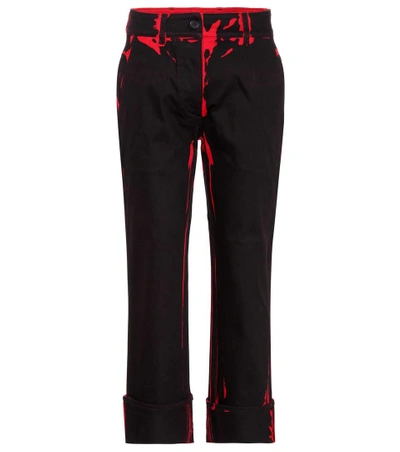 Prada Stretch Cotton Trousers In Black