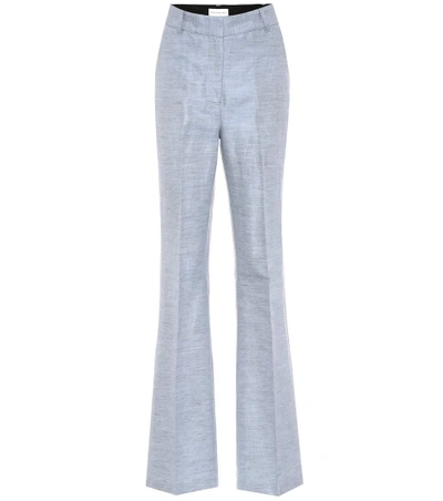 Rebecca Vallance Maya Cotton And Linen Trousers In Blue