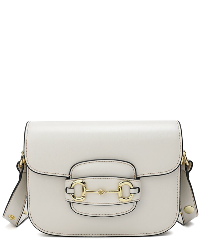 Tiffany & Fred Top-grain Leather Foldover Messenger Bag In White