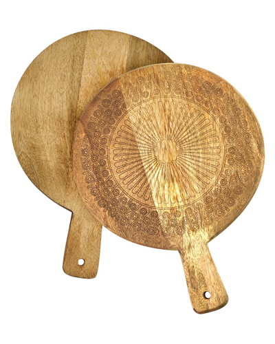 Godinger Set Of 2 Claro Round Paddle Boards In Natural