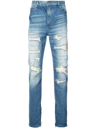 God's Masterful Children Ripped Straight-leg Jeans In Blue