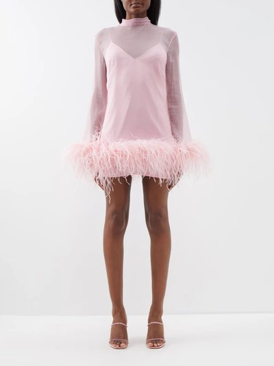 Taller Marmo Gina Feather-trim Minidress In Nude & Neutrals