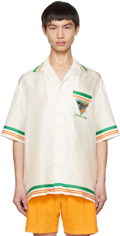 Casablanca Tennis Club Icon Silk Shirt In White