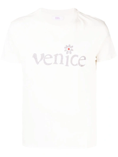 Erl White Venice Print Cotton T-shirt