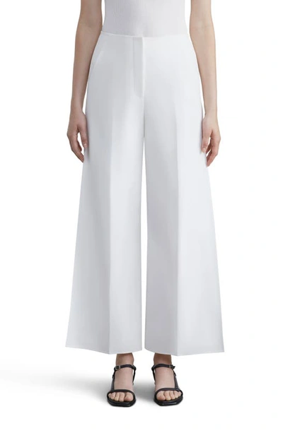 Lafayette 148 Finesse Crepe Franklin Wide Leg Cropped Pant In White