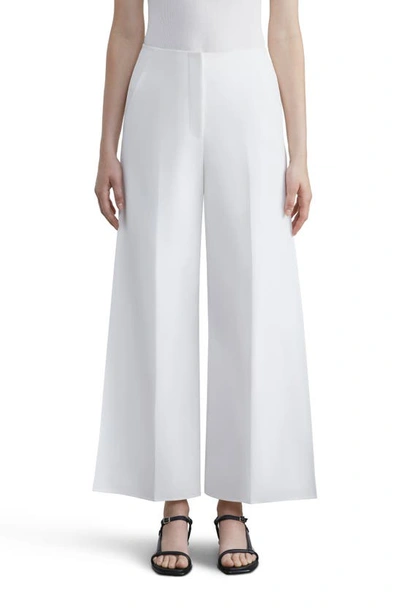 Lafayette 148 Finesse Crepe Franklin Wide Leg Cropped Trouser In Cloud