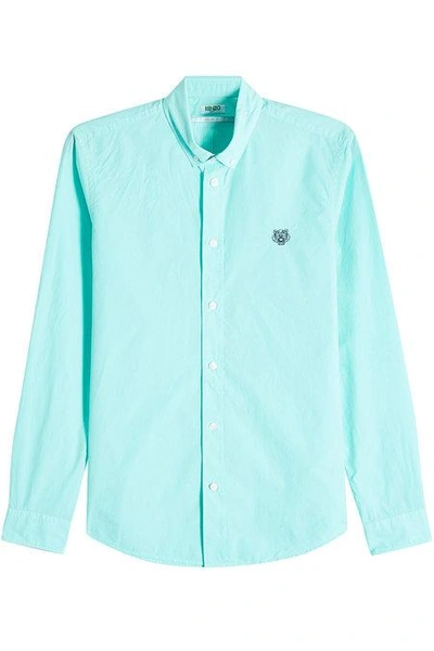 Kenzo Embroidered Cotton Shirt In Green