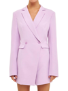 Endless Rose Women's Suit Blazer Romper In Light Orchid