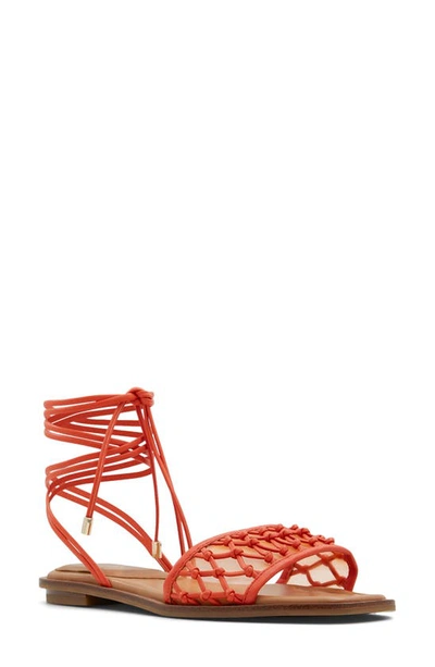 Aldo Women's Seazen Lace-up Ankle-tie Flat Sandals In Orange