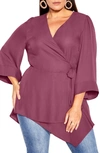 City Chic Trendy Plus Size Shibara Vibes Top In Purple