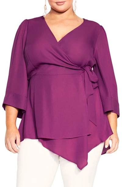 City Chic Trendy Plus Size Shibara Vibes Top In Pink