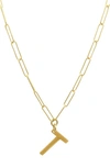 Adornia 14k Yellow Gold Plated Sterling Silver Initial Necklace In Gold - T